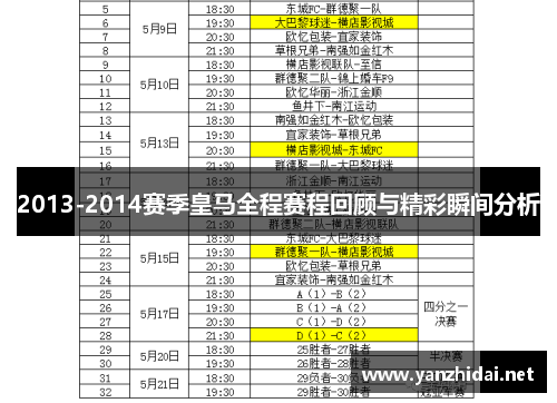 2013-2014赛季皇马全程赛程回顾与精彩瞬间分析